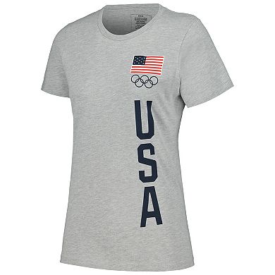 Women's Heather Gray Team USA Flag Five Rings T-Shirt