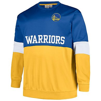 Men's Fanatics Branded Royal/Gold Golden State Warriors Big & Tall Split Pullover Sweatshirt