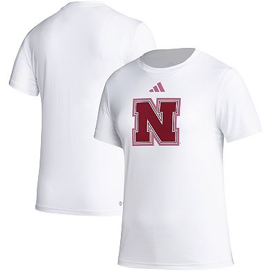 Women's adidas White Nebraska Huskers AEROREADY Breast Cancer Awareness Pregame T-Shirt