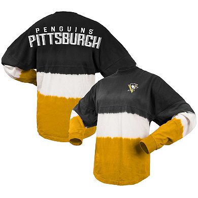 Women's Fanatics Branded Black/Gold Pittsburgh Penguins Ombre Long Sleeve T-Shirt