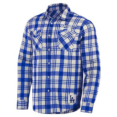 Men's Darius Rucker Collection by Fanatics Royal Los Angeles Dodgers Plaid Flannel Button-Up Shirt