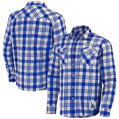 Men's Darius Rucker Collection by Fanatics Royal Los Angeles Dodgers Plaid Flannel Button-Up Shirt