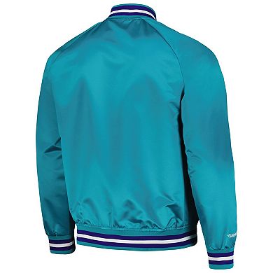 Men's Mitchell & Ness Teal Charlotte Hornets Hardwood Classics  Throwback Wordmark Raglan Full-Snap Jacket