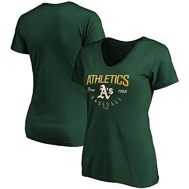 Women's Fanatics Branded Green Oakland Athletics Live For It V-Neck T-Shirt