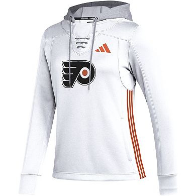 Women's adidas White Philadelphia Flyers Refresh Skate Lace AEROREADY Pullover Hoodie