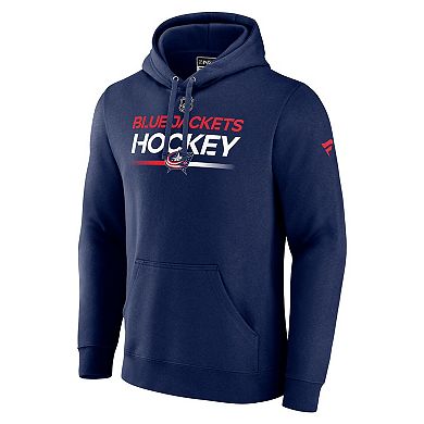 Men's Fanatics Branded  Navy Columbus Blue Jackets Authentic Pro Pullover Hoodie