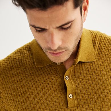 Men's Apt. 9® Long Sleeve Textured Sweater Polo