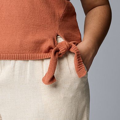 Plus Size Simply Vera Vera Wang V-Neck Side Tie Sweater Tank Top