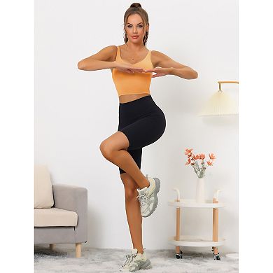 Women's Workout Fitness Longline Wireless Padded Yoga Sports Bra With Medium Support