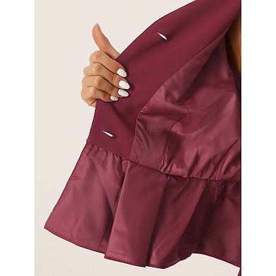 Women's Business 2 Piece Suit Set Long Sleeve Collarless Peplum Blazer Pencil Skirts