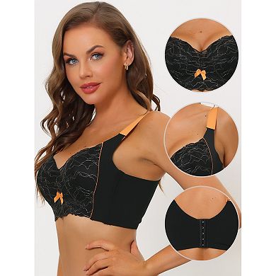 Women's Wide Straps High Back Padded Lace Push Up Full Coverage Bralette