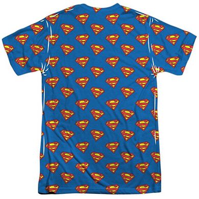 Superman Super All Over Short Sleeve Adult Poly Crew T-shirt