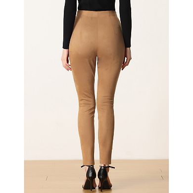 Womens' Velvet Elastic Waist Side Zipper Narrow Leg Casual Pants