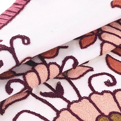 Embroidered Farmhouse Floral Patterns Decor Pillow Cases 2 Pcs 18" X 18"