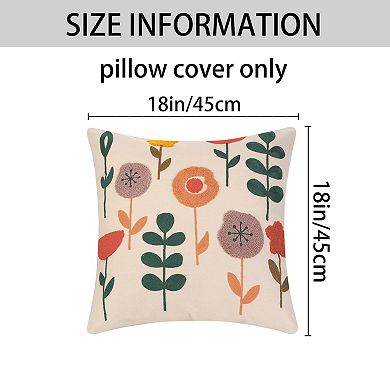 Embroidered Floral Throw Floral Pattern Pillow Cases 2 Pcs 18" X 18"