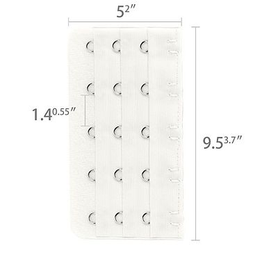 White 5 Rows Hook Eye Tape Extension Bra Strap Extender 5 Pcs For Lady