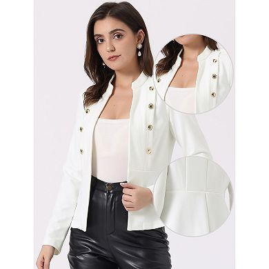 Women's Long Sleeve Button Open Front Blazer Work Jacket Suit Jacket
