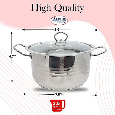 Alpine Cuisine Stainless Steel Dutch Oven With Lid 3.5 Quart & Easy Cool Handle