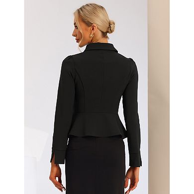 Elegant Peplum Blazer For Women’s Peter Pan Collar Ruffles Office Work Blazers