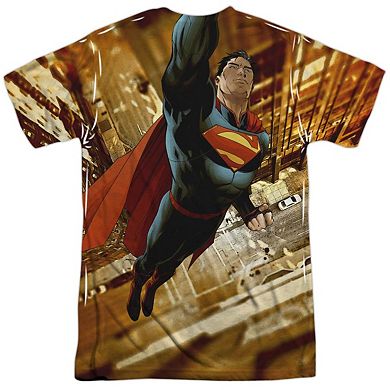 Superman Up Up City Short Sleeve Adult Poly Crew T-shirt