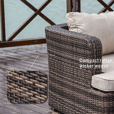 4-piece Patio Outdoor Wicker Sofa Daybed Set With Side Table