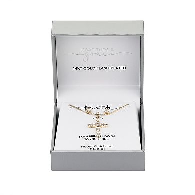 Gratitude & Grace Cubic Zirconia Stud Earrings & Round Stone Cross Pendant Necklace Set