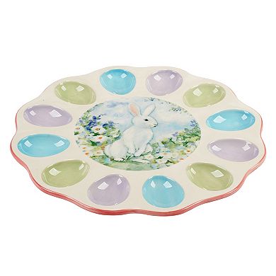 Certified International Easter Morning Round Deviled Egg Plate