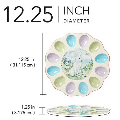 Certified International Easter Morning Round Deviled Egg Plate