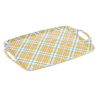 Certified International Easter Morning Plaid Melamine Tray 2-piece Set