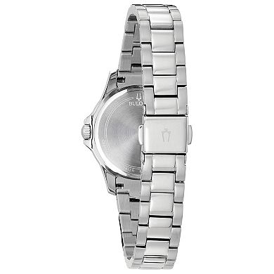 Bulova Women's Stainless Steel Crystal Accent Blue Mother Of Pearl Dial Bracelet Watch - 96L238