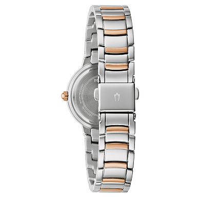 Bulova Women's Two-Tone Stainless Steel Black Crystal Accent Bracelet Watch - 98L272