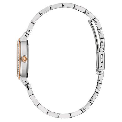 Bulova Women's Two-Tone Stainless Steel Black Crystal Accent Bracelet Watch - 98L272
