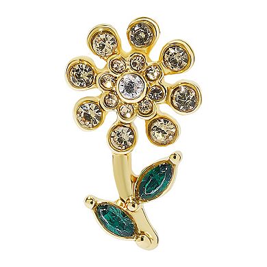 LC Lauren Conrad Gold Tone Yellow Crystal Stone Flower Drop Earrings