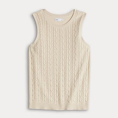 Women's Croft & Barrow Open-Stitch Cabled Tank Top