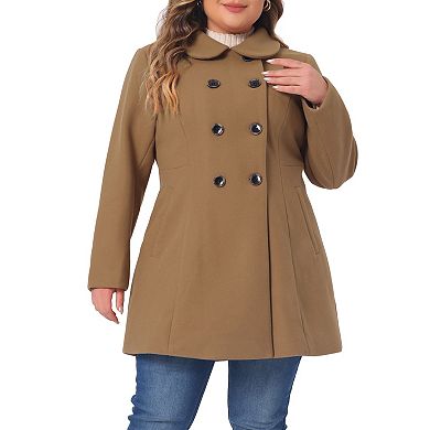 Plus Size Coat For Women Peter Pan Collar Double Breasted Winter Long Coats