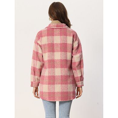 Women's Plaid Two Pockets Button Front Closure Jacket