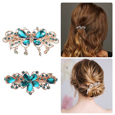 2 Pcs Hair Barrettes Hair Clips Sparkly Rhinestones Hairpin