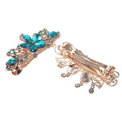 2 Pcs Hair Barrettes Hair Clips Sparkly Rhinestones Hairpin