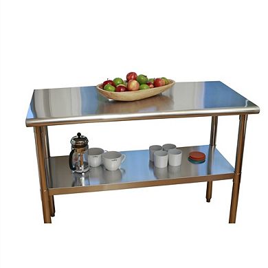 Stainless Steel Top Food Safe Prep Table Utility Work Bench With Adjustable Shelf