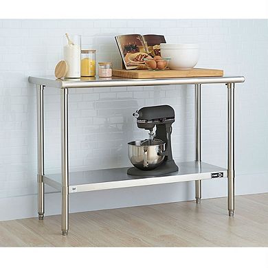 Stainless Steel Top Food Safe Prep Table Utility Work Bench With Adjustable Shelf