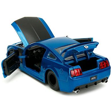 Diecast 2006 Ford Mustang GT Blue Metallic with Matt Black Hood and Stripes Series