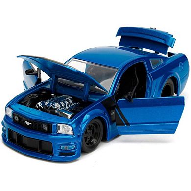 Diecast 2006 Ford Mustang GT Blue Metallic with Matt Black Hood and Stripes Series