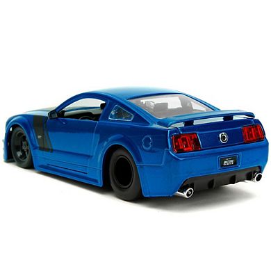 Diecast 2006 Ford Mustang GT Blue Metallic with Matt Black Hood and Stripes Series