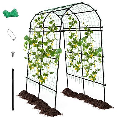 7.5 Feet Garden Arch Trellis With Pe Coated Metal Structure