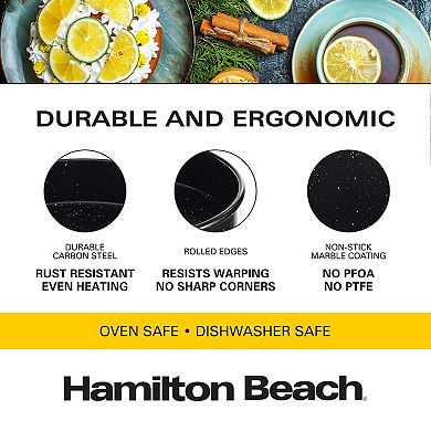 Hamilton Beach Nonstick Round Cake Pan, Carbon Steel, Marble Coating, Multipurpose Bakeware