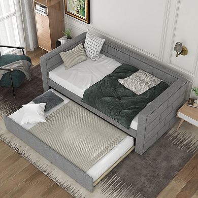 Merax Twin Size Upholstered Daybed With Trundle