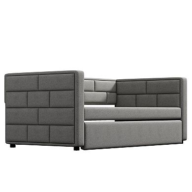 Merax Twin Size Upholstered Daybed With Trundle