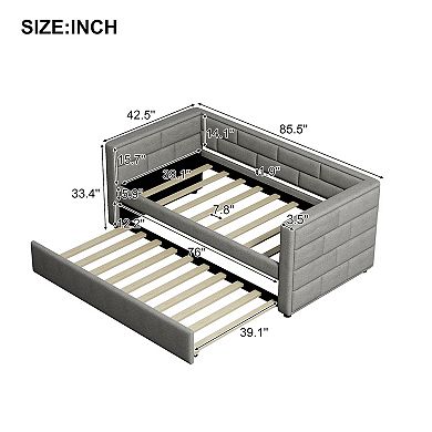 Merax Twin Size Upholstered Daybed With Trundle