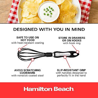 Hamilton Beach Whisk, Heat-resistant Premium Kitchen Nylon Whisk For Nonstick Cookware 12.5 In Black