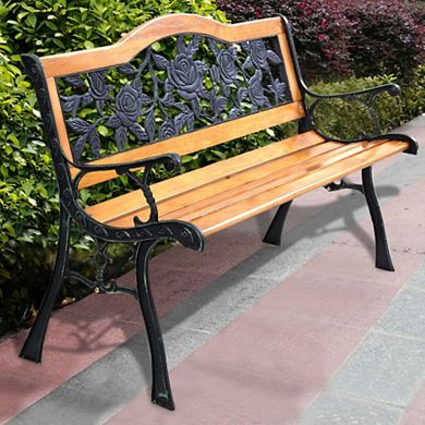 Park Garden Iron Hardwood Furniture Bench Porch Path Chair